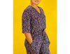 PKL by Tioria - Cheetah Print Choco Navy (Short Sleeve & Long Pants)