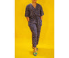 PKL by Tioria - Cheetah Print Choco Navy (Short Sleeve & Long Pants)