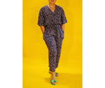 PKL by Tioria - Cheetah Print Choco Navy (Short Sleeve & Long Pants)