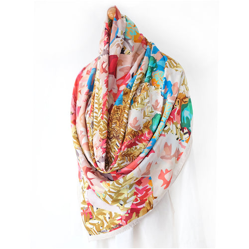 Large Square Floral Ondel-Ondel Indonesian Motif