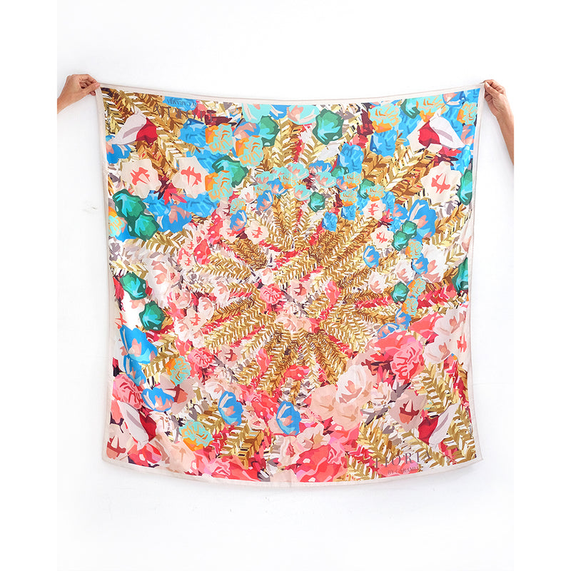 Large Square Floral Ondel-Ondel Indonesian Motif