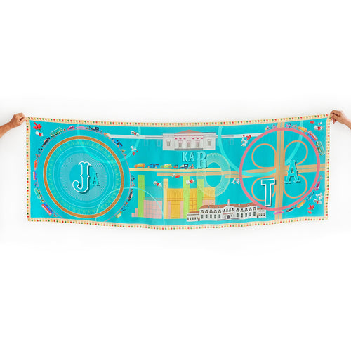 Long Scarf Jakarta Angkot Turquoise Indonesian Motif